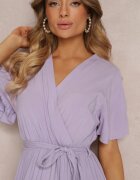 cflo Rochie Violet Cloș cu Volan și Cordon Adotine