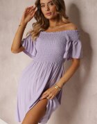 cflo Rochie Violetă Spaniolă Mini din Vâscoză Folna