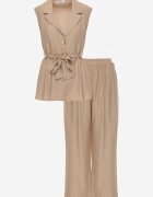 cflo Set Bej de vară Vestă cu curea și nasturi decorativi și Pantaloni largi Sharieth