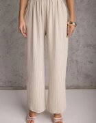 cflo Set bej din Viscoză Pantaloni Wide Leg și Cămașă Fără Mâneci cu Centură Adduin