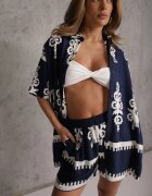 cflo Set Bleumarin cu Model Rustic cu Pantaloni Scurți și Cămașă Tosnea