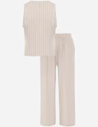 cflo Set de costum din vâscoză de vară în dungi vestă și pantaloni Ampone Bej