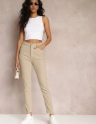 christy Pantaloni Bej Simple Croială Slim Madysen