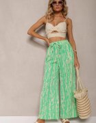 christy Pantaloni Verzi largi cu model abstract și elastic în talie Sarieta