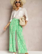 christy Pantaloni Verzi largi cu model abstract și elastic în talie Sarieta