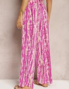 christy Pantaloni violet cu croială largă cu model abstract și bandă elastică în talie Sarieta