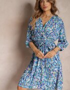 christy Rochie Albastră Petrecută Midi cu cordon în talie și fir metalizat Armellia