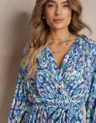 christy Rochie Albastră Petrecută Midi cu cordon în talie și fir metalizat Armellia