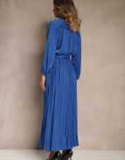 christy Rochie Maxi Albastră cu Tiv Plisat și Decolteu Petrecut Basila
