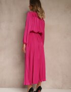 christy Rochie Maxi Fucsia cu fustă plisată și decolteu petrecut Basila