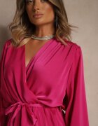 christy Rochie Maxi Fucsia cu fustă plisată și decolteu petrecut Basila