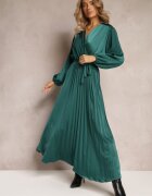 christy Rochie Maxi Verde cu tiv plisat și decolteu petrecut Basila
