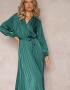christy Rochie Maxi Verde cu tiv plisat și decolteu petrecut Basila