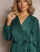christy Rochie Maxi Verde cu tiv plisat și decolteu petrecut Basila