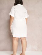 christy Rochie Mini Albă Din Bumbac cu Croială Dreaptă cu Guler Elealla