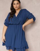 christy Rochie mini bleu-marin cu elastic în talie și inserții din dantelă Kelia