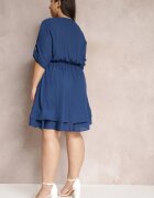 christy Rochie mini bleu-marin cu elastic în talie și inserții din dantelă Kelia