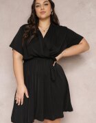 christy Rochie Neagră cu elastic în talie și decolteu petrecut Azrah