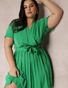christy Rochie Verde cu Elastic în Talie și Decolteu Petrecut Azrah
