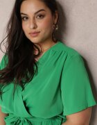 christy Rochie Verde cu Elastic în Talie și Decolteu Petrecut Azrah