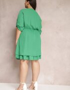 christy Rochie Verde Mini cu elastic în talie și inserții din dantelă Kelia