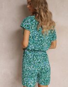 christy Salopetă Florală Verde cu mâneci scurte și pantaloni scurți Olyssa