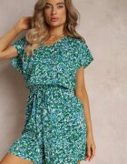 christy Salopetă Florală Verde cu mâneci scurte și pantaloni scurți Olyssa