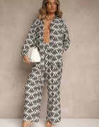 christy Set Negru cu Vâscoză Cămașă și Pantaloni Decorat cu Imprimeu Ornamental Elezoria