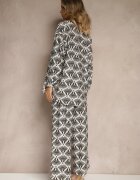christy Set Negru cu Vâscoză Cămașă și Pantaloni Decorat cu Imprimeu Ornamental Elezoria