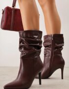 ciaodeo Botine cu toc stiletto tip Slouchy Desirlotte Bordo cu roșu