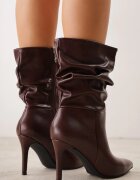 ciaodeo Botine cu toc stiletto tip Slouchy Desirlotte Bordo cu roșu