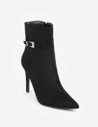 ciaodeo Botine elegante pe toc subțire decorate cu o cataramă cu strasuri Onestia Negre