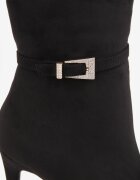ciaodeo Botine elegante pe toc subțire decorate cu o cataramă cu strasuri Onestia Negre
