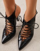ciaodeo Pantofi cu toc slingback cu tip cravată Angellta Negri