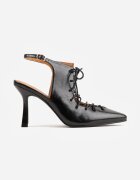 ciaodeo Pantofi cu toc slingback cu tip cravată Angellta Negri