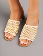 ciaodeo Papuci Bej pe Toc Bloc cu Model Geometric Florreia