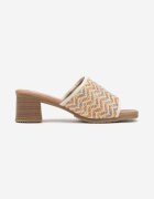 ciaodeo Papuci Bej pe Toc Bloc cu Model Geometric Florreia