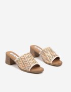 ciaodeo Papuci Bej pe Toc Bloc cu Model Geometric Florreia