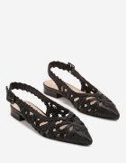 ciaodeo Sandale negre Slingback cu față croșetată cu cusături metalice Frolette