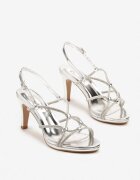 ciaodeo Sandale Stiletto Lăcuite Argintii cu barete cu cristale Zivelle