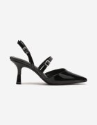ciaodeo Stiletto Negre Slingback Decorate Cu Barete și Inserție Metalică Villexia