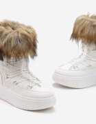  Cizme de zăpadă Albe cu Talpă Groasă cu Blană Uplift