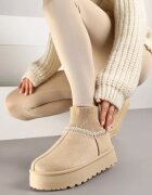  Cizme de zăpadă Bej cu platformă cu carâmb tip șosetă Erevelis