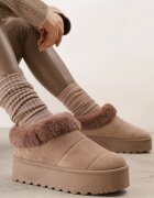  Cizme de zăpadă Bej închis cu talpă groasă cu căptușeală de blană Tirisha