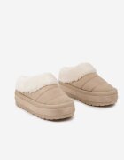  Cizme de zăpadă bej slip-on cu platformă decorate cu blăniță Sinthiana