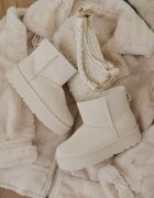  Cizme de zăpadă Bej slip-on cu platformă netedă Irindara