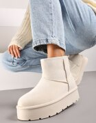  Cizme de zăpadă Bej slip-on cu platformă netedă Irindara