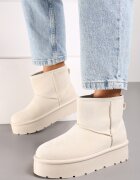  Cizme de zăpadă Bej slip-on cu platformă netedă Irindara