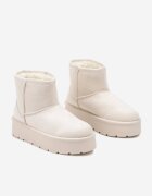  Cizme de zăpadă Bej slip-on cu platformă netedă Irindara