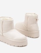  Cizme de zăpadă Bej slip-on cu platformă netedă Irindara
